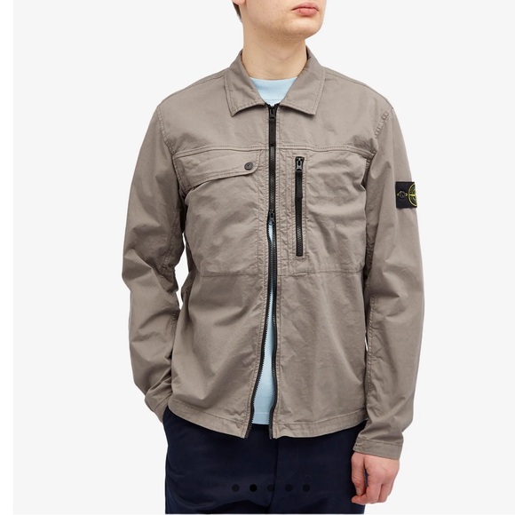 STONE ISLAND SUPIMA COTTON TWILL STRETCH-TC ZIP SHIRT JACKET size S NWOT - Picture 1 of 12